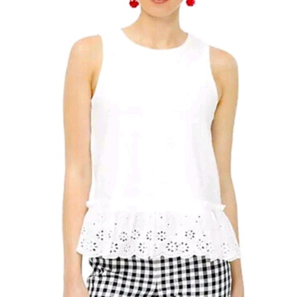 J. Crew Tops - J. Crew | White Eyelet Hem Tank Top Size S